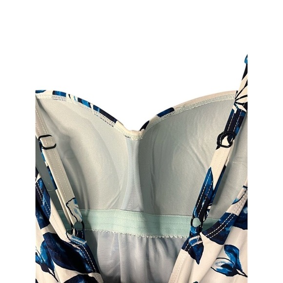 Floral One-Piece Swimsuit with Blue Tropical Print and Multi-Cup Support B52 - Picture 6 of 9